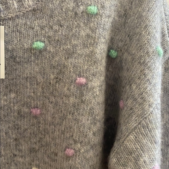 LOFT Gray Sweater with Pastel Dots - Picture 3 of 14